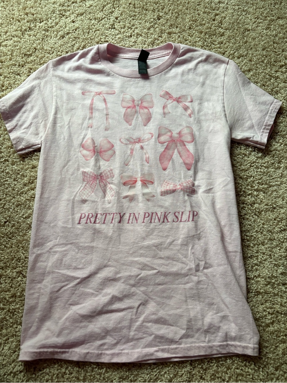 Gildan Light Pink Graphic Bow Tee